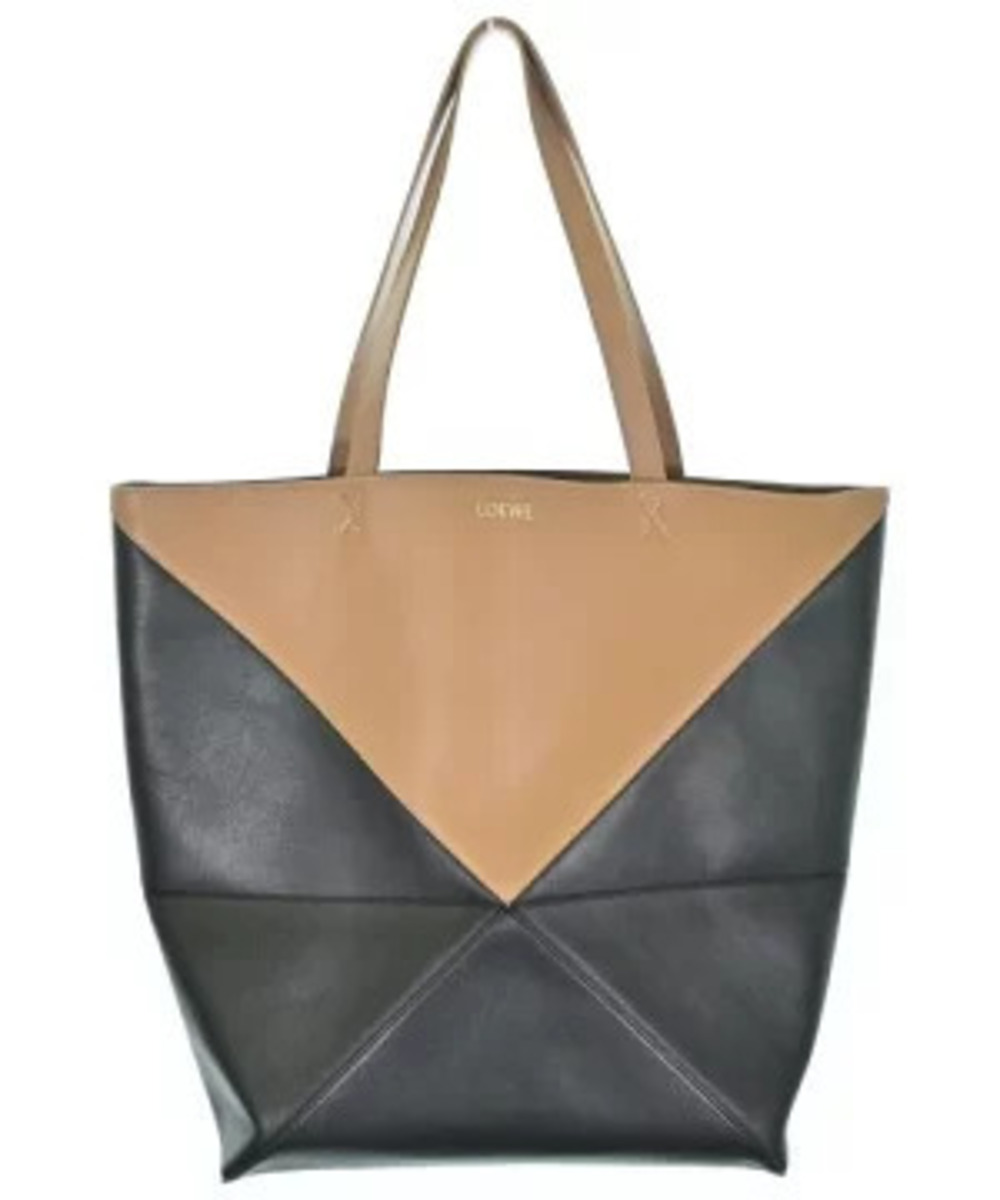 Loewe Puzzle Fold tote warm desert black leather geometric fold